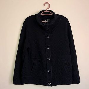 Style & Co. Sport Black Quilted Jacket With Snap Buttons In Size Large